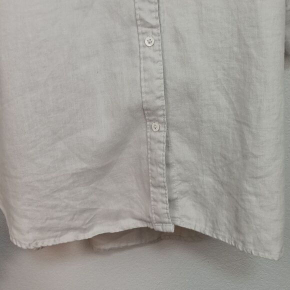 James Perse Women Sandy Beige Long Sleeve Button Down Linen Shirt Dress sz L - Picture 7 of 11